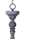 Gray Drum Distressed Galvanized Metal Dimmable Chandelier With Natural Shade - Image 4