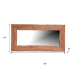24" Brown Solid Wood Live Edge Freestanding and Wall Mount Accent Mirror - Image 8