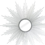 32" Silver Metal Sunburst Geometric Framed Accent Mirror - Image 3