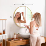 24" Gold Metal Round Framed Bathroom Vanity Mirror - Image 9