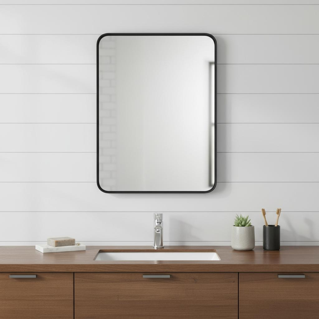 636265_1_FR2KH6im.jpg 35" Black Metal Floating Framed Bathroom Vanity Mirror - Image 1