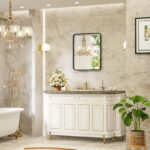 35" Black Metal Floating Framed Bathroom Vanity Mirror - Image 5