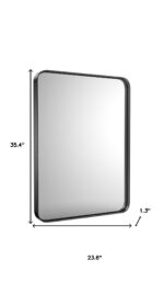 35" Black Metal Floating Framed Bathroom Vanity Mirror - Image 6