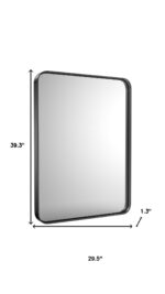 39" Black Metal Floating Framed Bathroom Vanity Mirror - Image 6