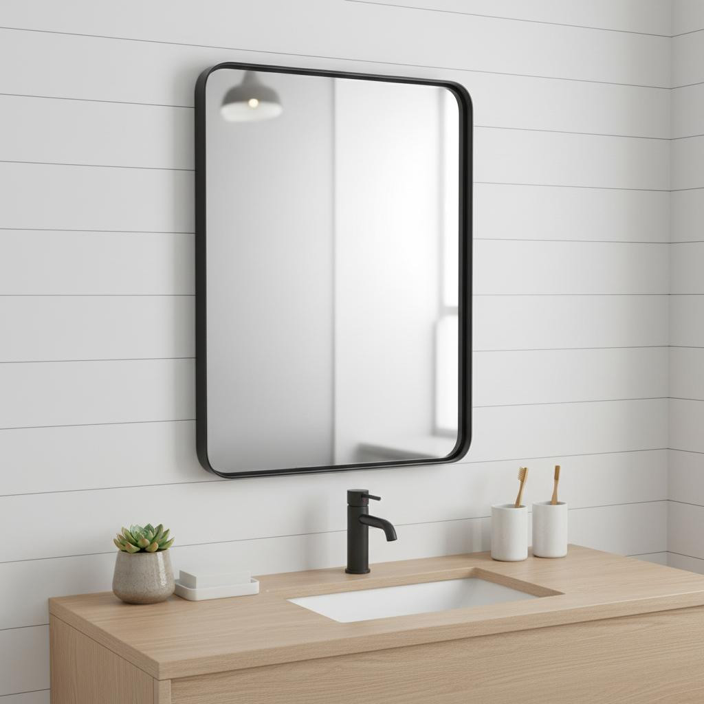 636266_2_TZu9bIvD.jpg 39" Black Metal Floating Framed Bathroom Vanity Mirror - Image 1