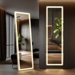60" Clear Lighted Freestanding and Wall Mount Frameless Full Length Mirror - Image 4