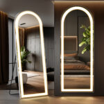 71" Clear Arch Lighted Freestanding and Wall Mount Frameless Full Length Mirror - Image 3