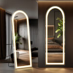 63" Clear Arch Lighted Freestanding and Wall Mount Frameless Full Length Mirror - Image 4