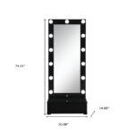 74" Black Wood Lighted Freestanding Framed Full Length Mirror - Image 10