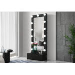 74" Black Wood Lighted Freestanding Framed Full Length Mirror - Image 9
