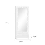 74" White Wood Lighted Freestanding Framed Full Length Mirror - Image 10
