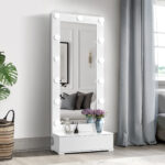74" White Wood Lighted Freestanding Framed Full Length Mirror - Image 9