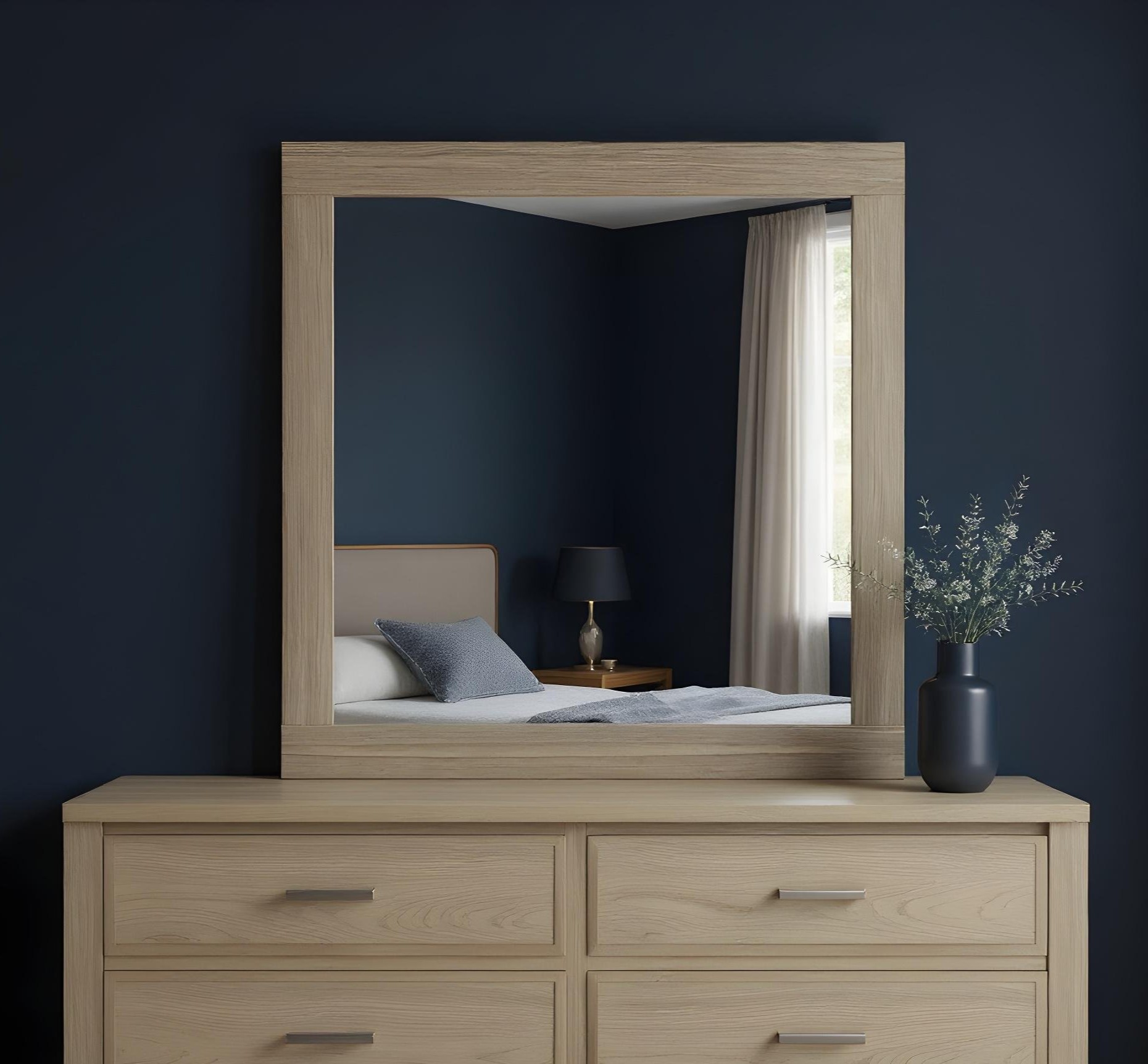 643692_11_BHOSiTDL-4.jpg 35" Natural Wood Square Frame Mounted Dresser Mirror - Image 1