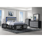 35" Black Wood Square Mounted Framed Dresser Mirror - Image 6