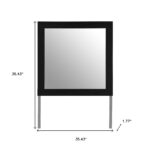35" Black Wood Square Mounted Framed Dresser Mirror - Image 7