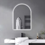 38" White Arch Lighted Frameless Bathroom Vanity Mirror - Image 3