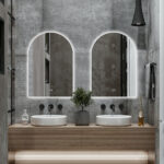 38" White Arch Lighted Frameless Bathroom Vanity Mirror - Image 4