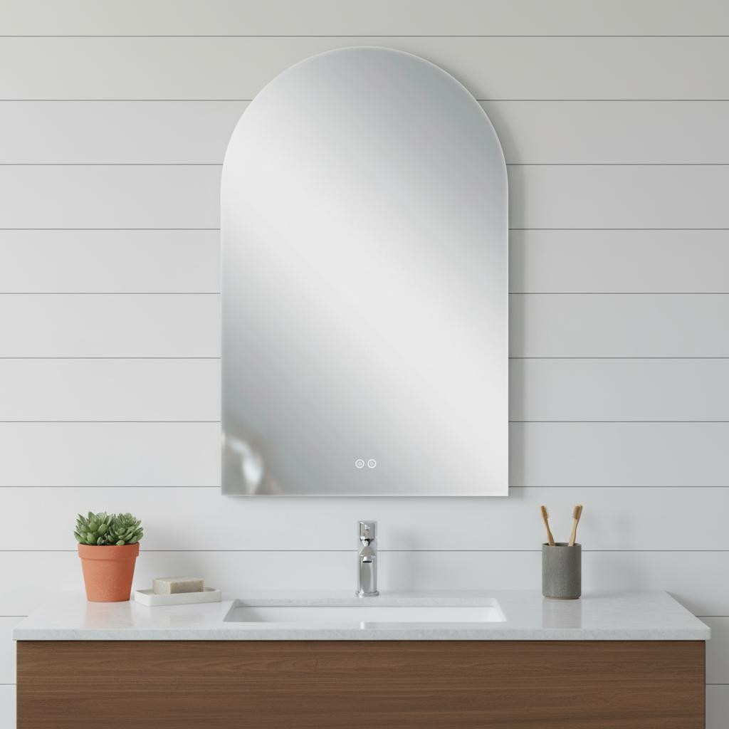 691622_4_KjXSYT1b.jpg 38" White Arch Lighted Frameless Bathroom Vanity Mirror - Image 1
