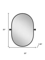 32" Black Aluminum Oval Adjustable Tilting Framed Accent Mirror - Image 6