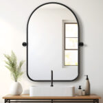 36" Black Metal Arch Framed Accent Mirror - Image 6