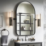 36" Black Metal Arch Framed Accent Mirror - Image 7
