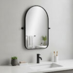 32" Black Arch Metal Swivel Framed Accent Mirror