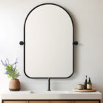 32" Black Arch Metal Swivel Framed Accent Mirror - Image 6
