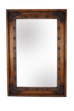 35" Brown Solid Wood Rustic Framed Accent Mirror - Image 3