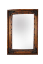 35" Brown Solid Wood Rustic Framed Accent Mirror - Image 2