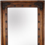 35" Brown Solid Wood Rustic Framed Accent Mirror - Image 4