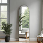 59" Black Aluminum Arch Freestanding Or Wall Mount Framed Full Length Mirror - Image 6