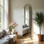 59" Black Aluminum Arch Freestanding Or Wall Mount Framed Full Length Mirror - Image 7