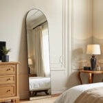 59" Black Aluminum Arch Freestanding Or Wall Mount Framed Full Length Mirror - Image 8