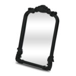 12" Black Solid Wood Scalloped Framed Makeup Shaving Tabletop Mirror - Image 7