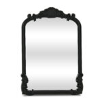 12" Black Solid Wood Scalloped Framed Makeup Shaving Tabletop Mirror - Image 2