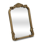 12" Gold Solid Solid Wood Scalloped Framed Makeup Shaving Tabletop Mirror - Image 3