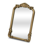 12" Gold Solid Solid Wood Scalloped Framed Makeup Shaving Tabletop Mirror - Image 4