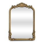 12" Gold Solid Solid Wood Scalloped Framed Makeup Shaving Tabletop Mirror - Image 2