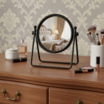 10" Black Metal Round Framed Adjustable Makeup Shaving Tabletop Mirror