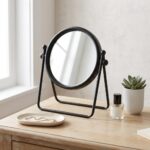 10" Black Metal Round Framed Adjustable Makeup Shaving Tabletop Mirror - Image 9