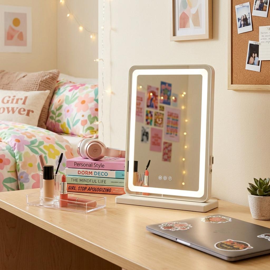 718905_9_vGCgkCji-1.jpg 18" Lighted Freestanding Frameless Makeup Shaving Tabletop Mirror With USB - Image 1