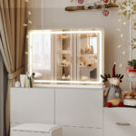 23" Clear Lighted Freestanding Frameless Makeup Shaving Tabletop Mirror - Image 4