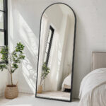 70" Black Metal Arch Wall Mounted Leaning Or Freestanding Framed Full Length Mirror - Image 6