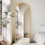 70" Gold Metal Arch Wall Mounted Leaning Or Freestanding Framed Full Length Mirror - Image 7