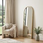 70" Gold Metal Arch Wall Mounted Leaning Or Freestanding Framed Full Length Mirror