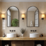 30" Black Metal Arch Framed Accent Mirror - Image 7