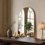 30" Gold Metal Arch Framed Accent Mirror - Image 8