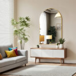 30" Gold Metal Arch Framed Accent Mirror - Image 5