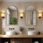 30" Gold Metal Arch Framed Accent Mirror - Image 7