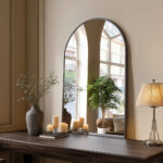35" Black Metal Arch Framed Accent Mirror - Image 6